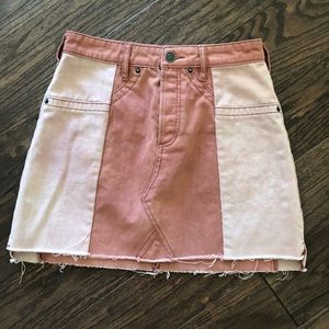 Free People two-tone denim mini skirt